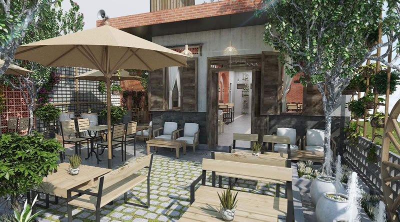 Thiết kế quán cafe Coffee sân vườn tại Đồng Hới Quảng Bình