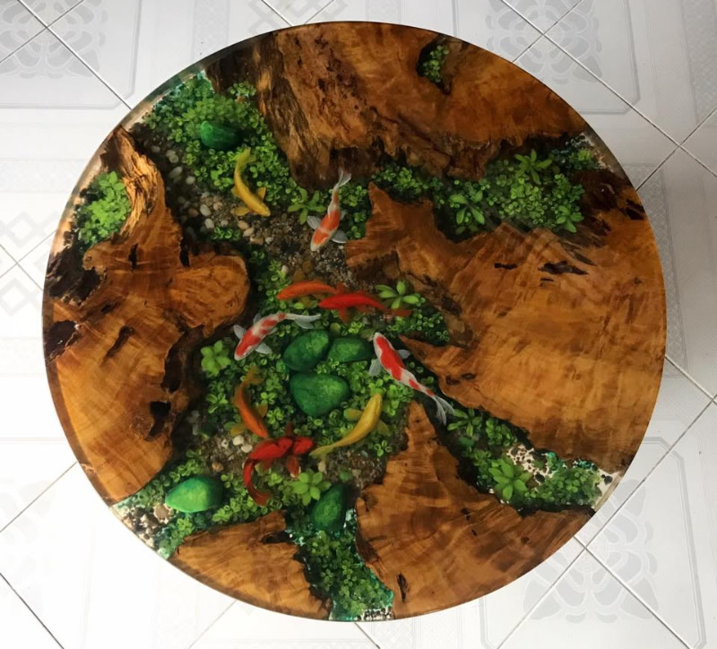 B&agrave;n ghế c&aacute; 3D epoxy tại TP Vinh Nghệ An