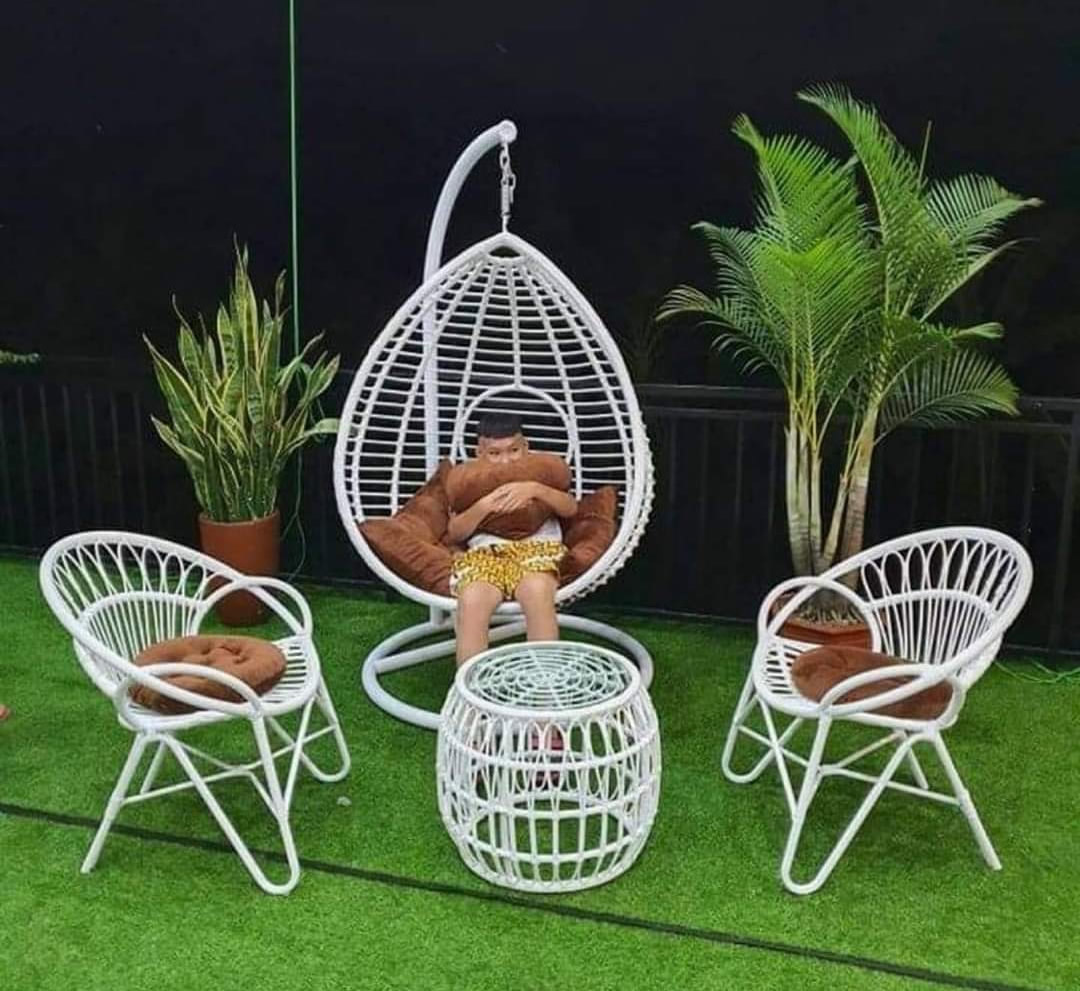 Bộ bàn ghế nhựa giả mây sân vườn cà phê
