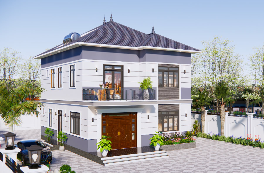 Thiết kế thi công nhà phố 2 tầng