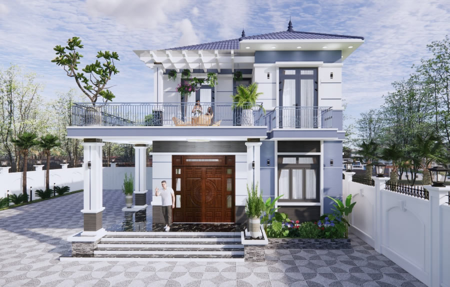 Thiết kế thi công nhà phố 2 tầng
