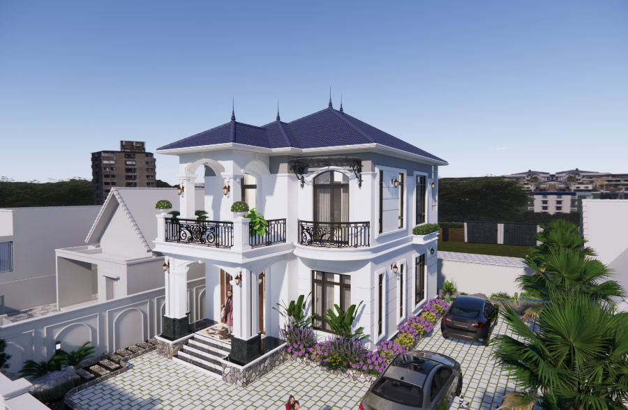 Thiết kế thi công nhà phố 2 tầng