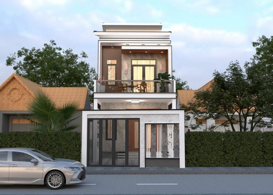 Thiết kế thi công nhà phố 2 tầng