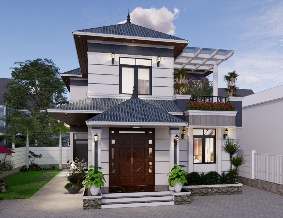 Thiết kế thi công nhà phố 2 tầng