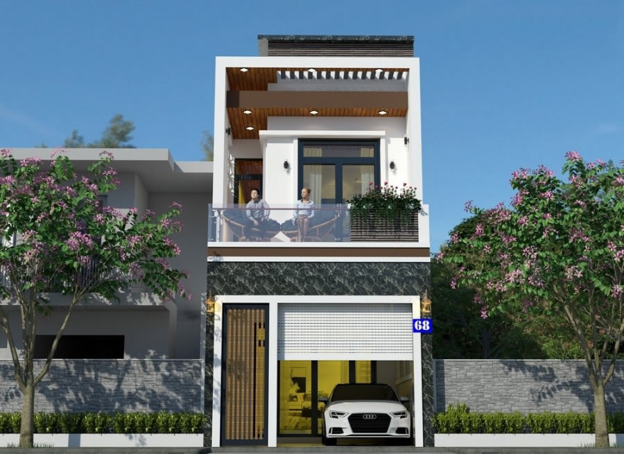 Thiết kế thi công nhà phố 2 tầng