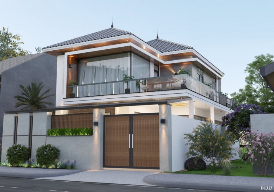 Thiết kế thi công nhà phố 2 tầng